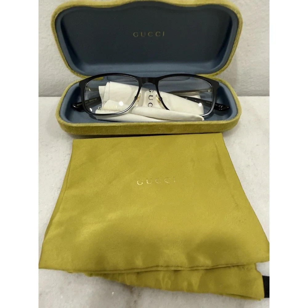 Gucci GG0301O 001 Black Rectangular Full Rim Plastic/Metal Eyeglasses 55-17-150